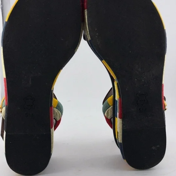 Tory Burch Leather Camilla Embroidered Platform Ankle Strap Sandals Size 5​​​​​ - Picture 8 of 16